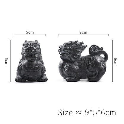 9cm Natural Handmade Stone Kylin Chinese Mascot Statue Tea Pet Sculpture Crafts