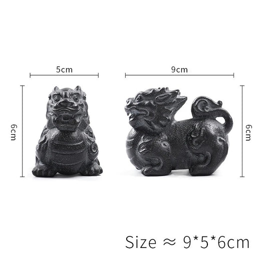 9cm Natural Handmade Stone Kylin Chinese Mascot Statue Tea Pet Sculpture Crafts