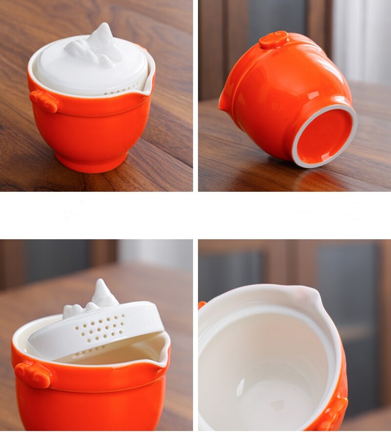 Portable Tea Set With Bag Porcelain Tea Pot Matching Tea Cup Glass Cup Tea Towel