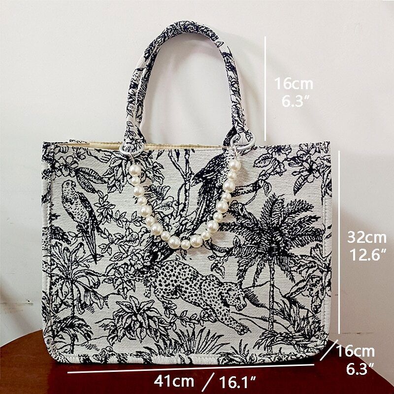 Tote Bag Women Handbag Travel Shoulder Bag Embroidery Shopping Bag