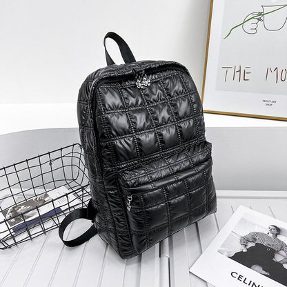 Plaid Backpack Light Casual Bags Women School Back Bags 27*38*10 CM Silver/Gold