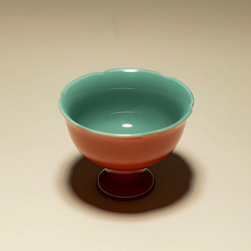 50ML Ceramic Palace Red High Foot Household Tea Cup Kung Fu Tea Set Special Cup