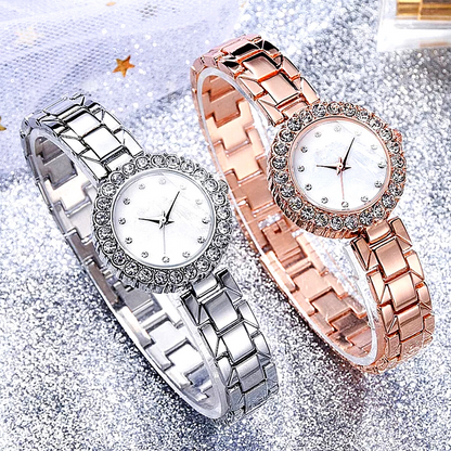 Reloj Para Mujeres Con Diamantes de Fantasia Simulado Cuarzo Pulsera Romantica