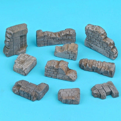 Building Ruin Model Rubble Brick Wall Base Prop War-Damaged Scene Model