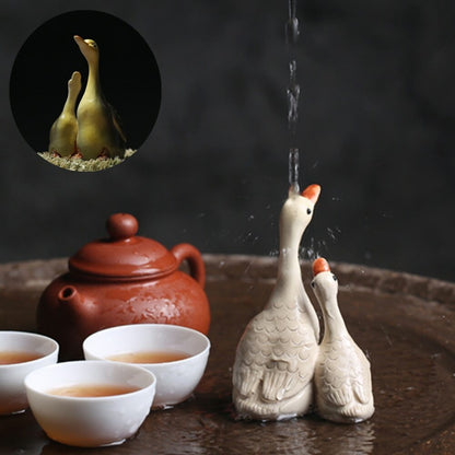 9cm China Handmade Color Changing Purple Clay Swan Tea Pet Tea Ceremony Tea Set