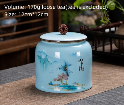 Chinese Canister Porcelain Jug With Lid Sealed For Loose Tea Small Size Ceramic
