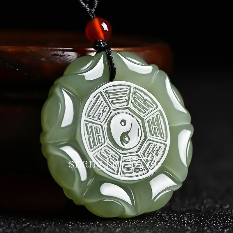 New Nephrite Jade Ba Gua Yin Yang Pendant Unisex Luck Jade Jewelry‌