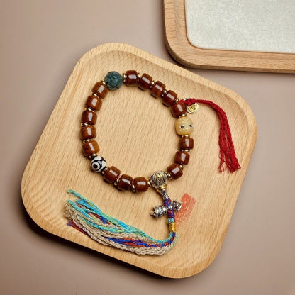 Tibetan Style Prayer Beads Bracelet for Men Women Vintage Handcrafted Jewelry