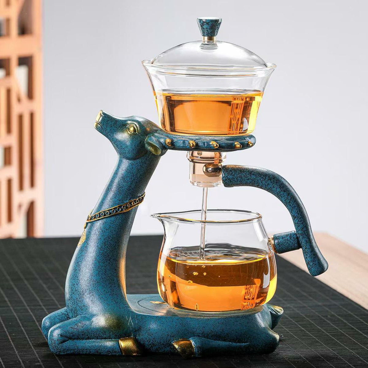 Glass Teapot Infuser Magnetic Drip Pot Maker Dripping W/ Base Reindeer Decor