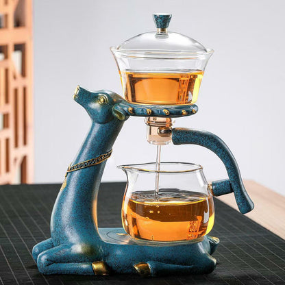 Glass Teapot Infuser Magnetic Drip Pot Maker Dripping W/ Base Reindeer Decor