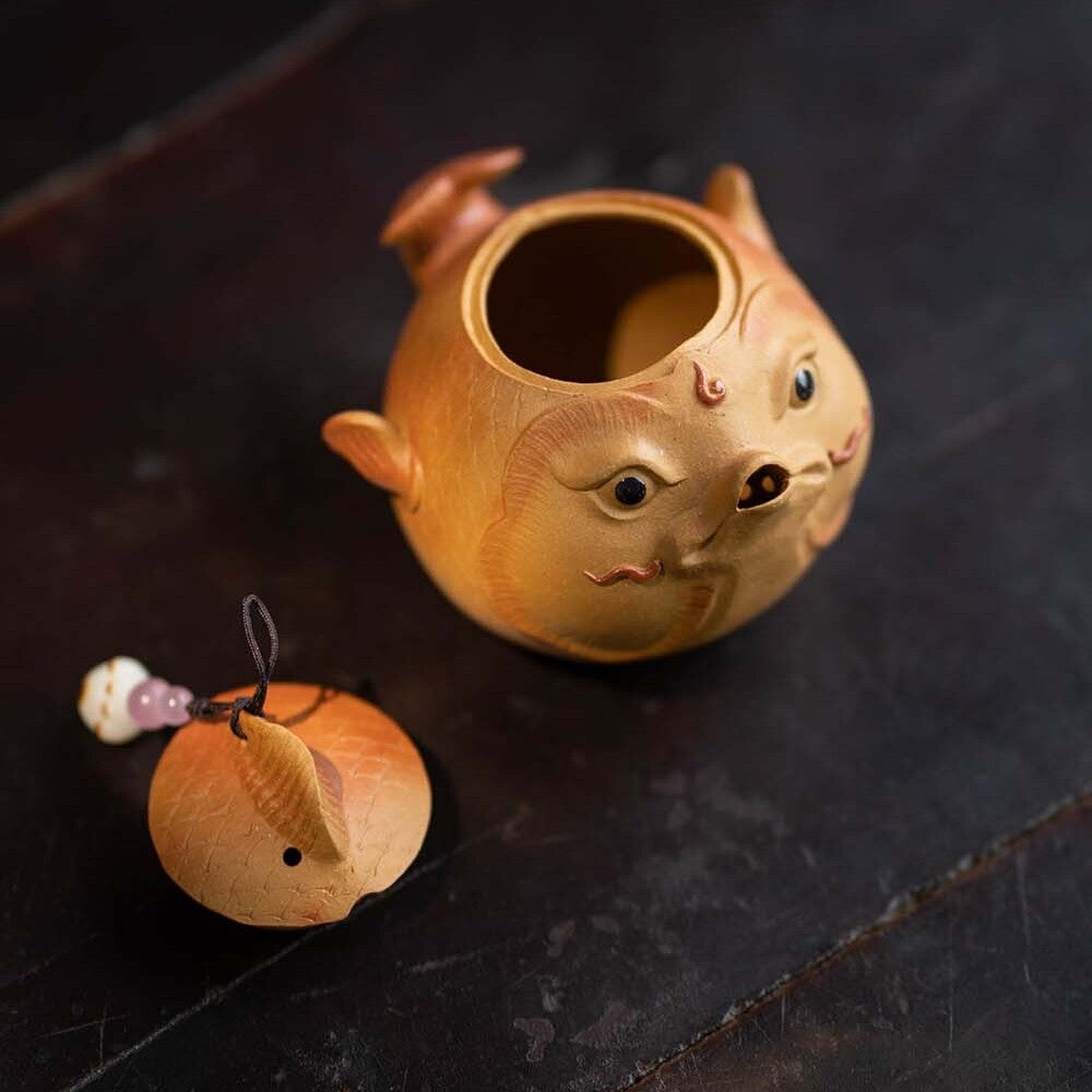 Full Handmade Tea Pot Fish Design China Yixing Zisha Duan Clay Master Pot 130ml