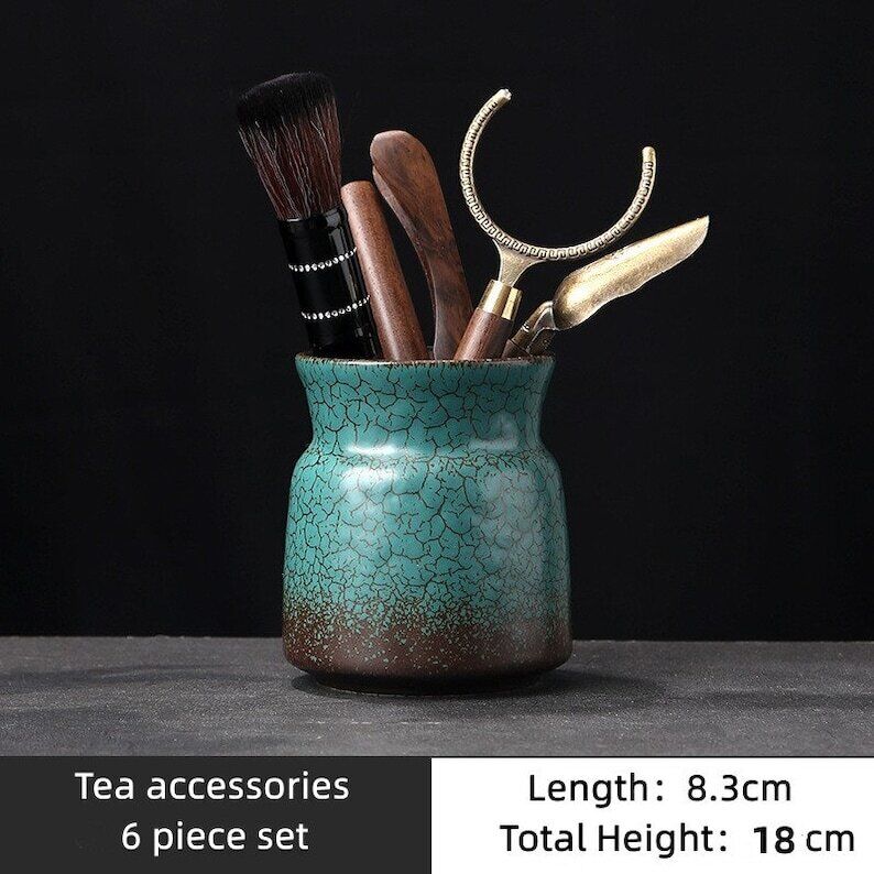 Green Ceramic Tea Ceremony Six Gentlemen Tea Accessories|Tea Ceremony