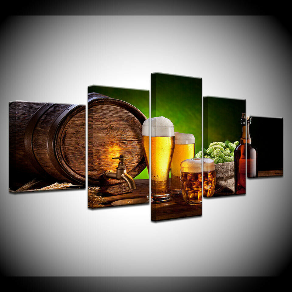HD Home Decoration Modern Canvas Living Room Printed 5P Beer Barrel No Framed