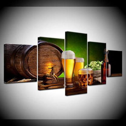 HD Home Decoration Modern Canvas Living Room Printed 5P Beer Barrel No Framed