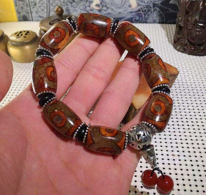 Natural Chalcedony Three-eye Agate Rough Stone Men's and Women's Bracelet