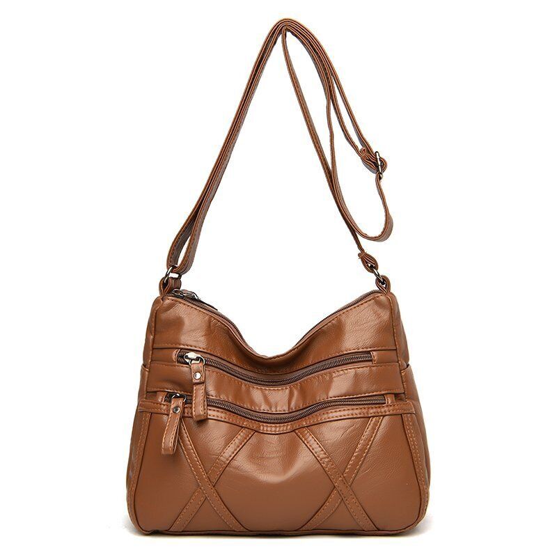 Women's Soft Leather Shoulder Bags Multi-Layer Crossbody Bag Handbag