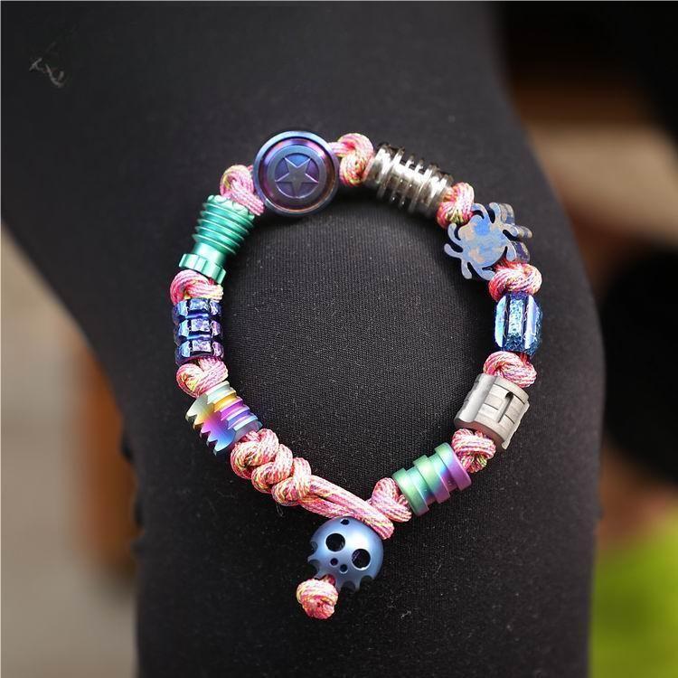 Titanium Alloy Knife Lanyard Bead Paracord Bracelet Bead Necklace Pendant DIY