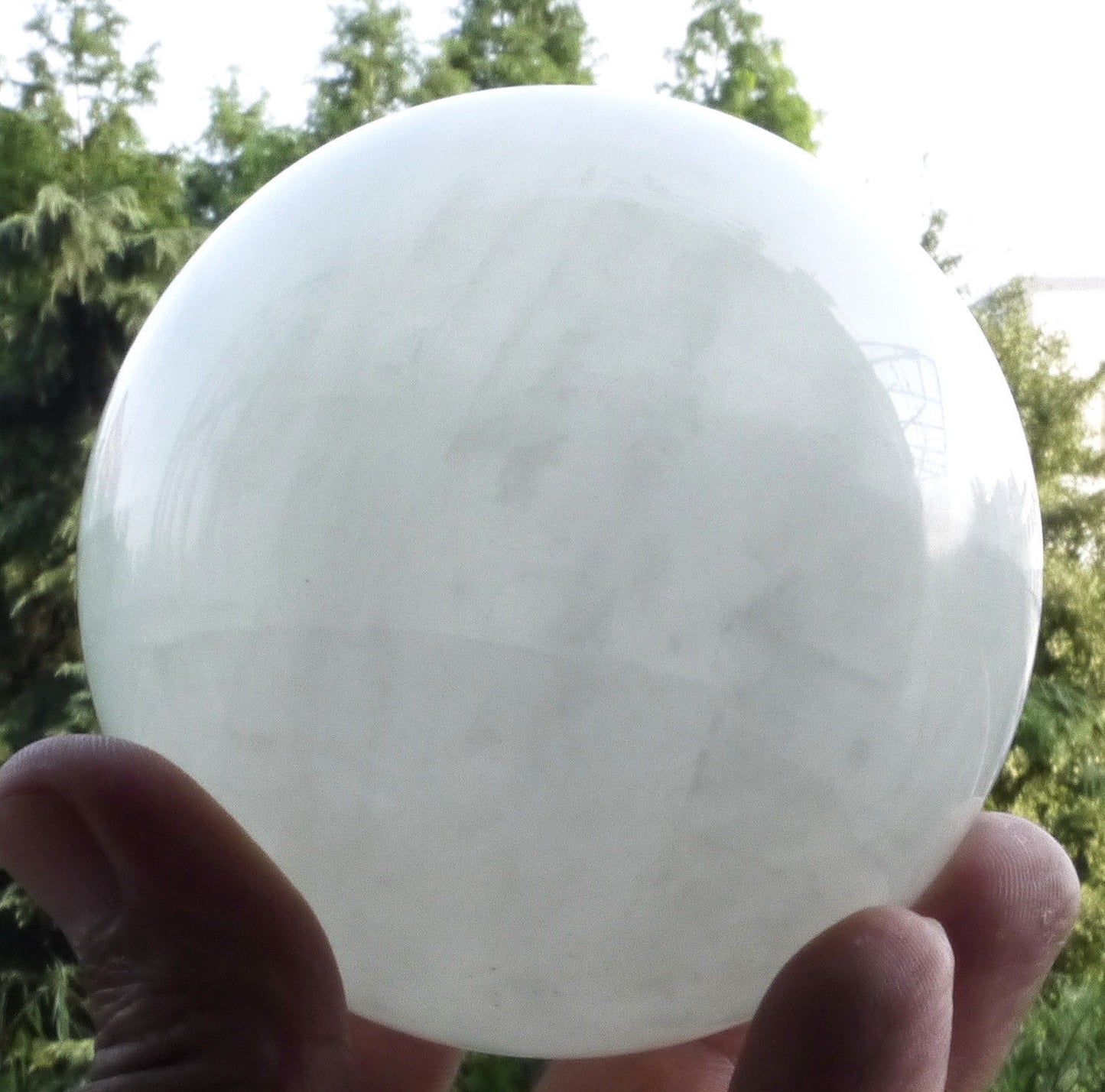 70MM Natural White fluorite Crystal Sphere Glow In The Green Dark Stone