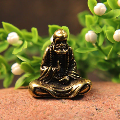 Brass Dharma Buddha Statue Bodhidharma Buddhism Figurine Tea Pet Decoration