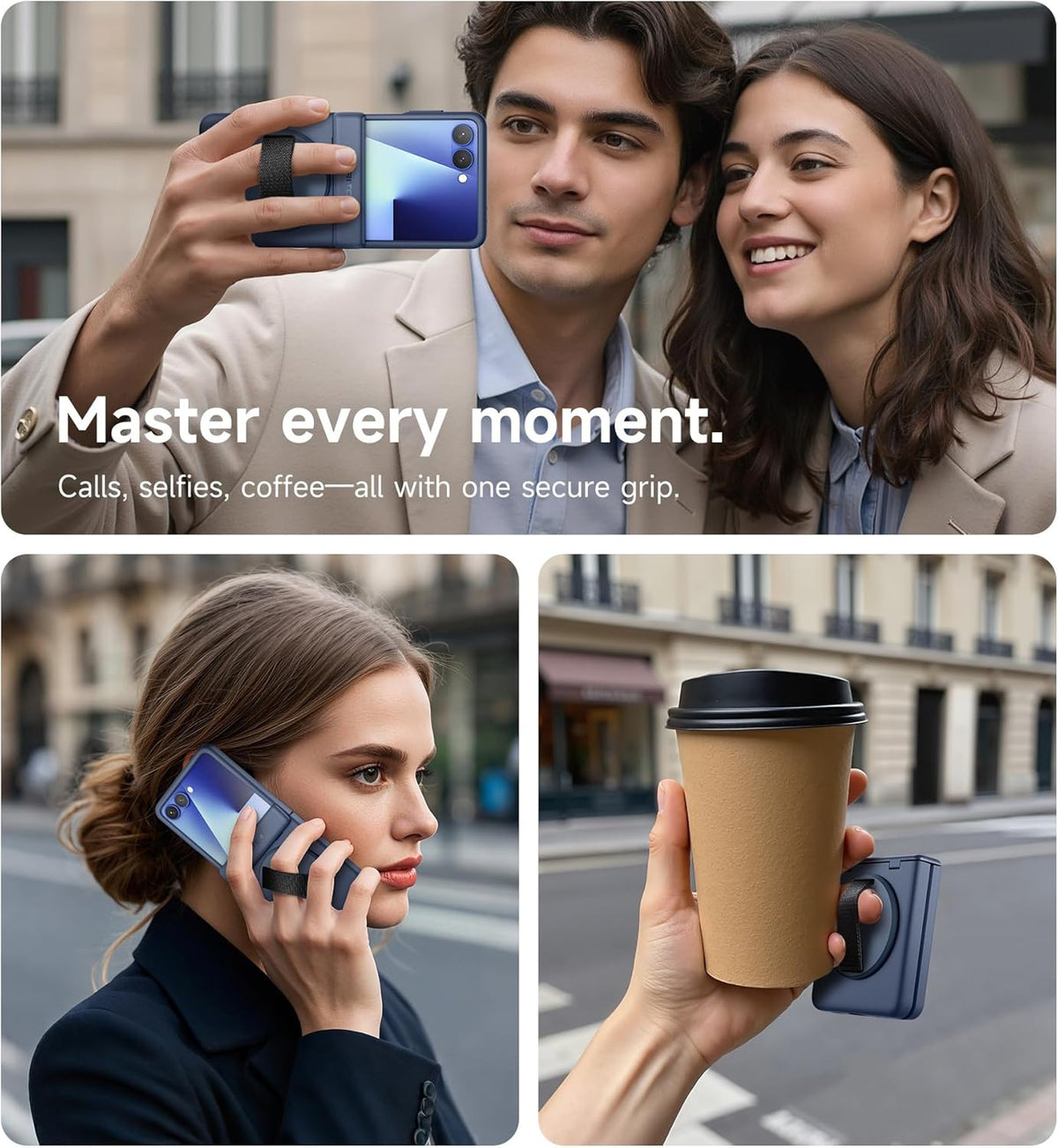 for Samsung Galaxy Z Flip7 Case with 360° Rotatable Hand Strap Phone Grip Holder