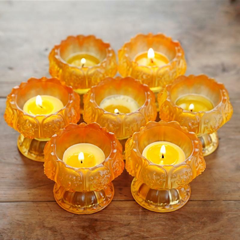 Buddha Pray Lotus Candle Butter Lamp Candle Holder Buddhist Supplies Supply Cup
