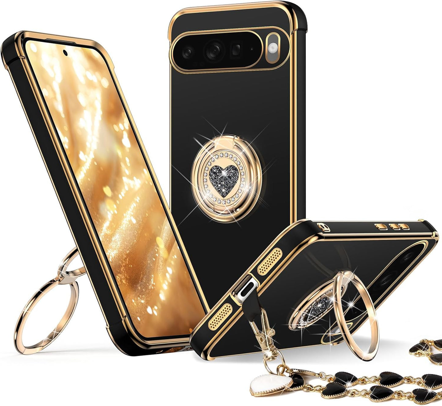 for Google Pixel 10 Case with Stand, Phone Case with Double Ring Kickstand, Wome