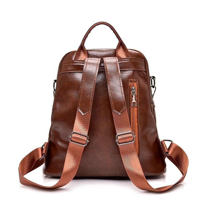 Genuine Leather Vintage Backpack Travel Shoulder Bag School Purse Polyester 1PC