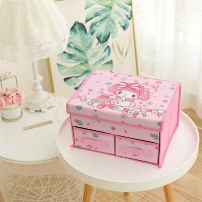 Kuromi Kitty My Melody Underwear Storage Box Foldable Double Drawer Storage Box
