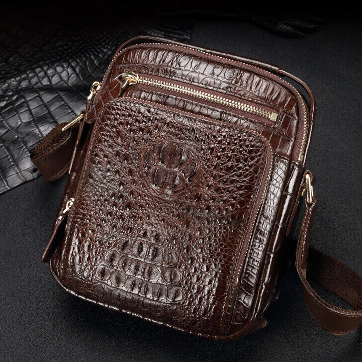 Handcrafted Nile Crocodile Skin Leather Shoulder bag Men's Luxury 8inch Handbags