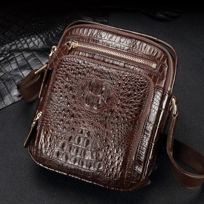 Handcrafted Nile Crocodile Skin Leather Shoulder bag Men's Luxury 8inch Handbags
