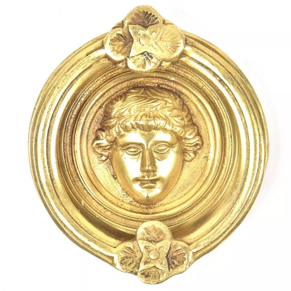Antique Golden Look Brass Roman Design Door Knocker Door Bell Home Decor