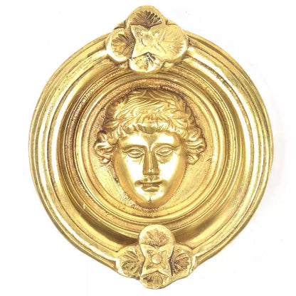 Antique Golden Look Brass Roman Design Door Knocker Door Bell Home Decor