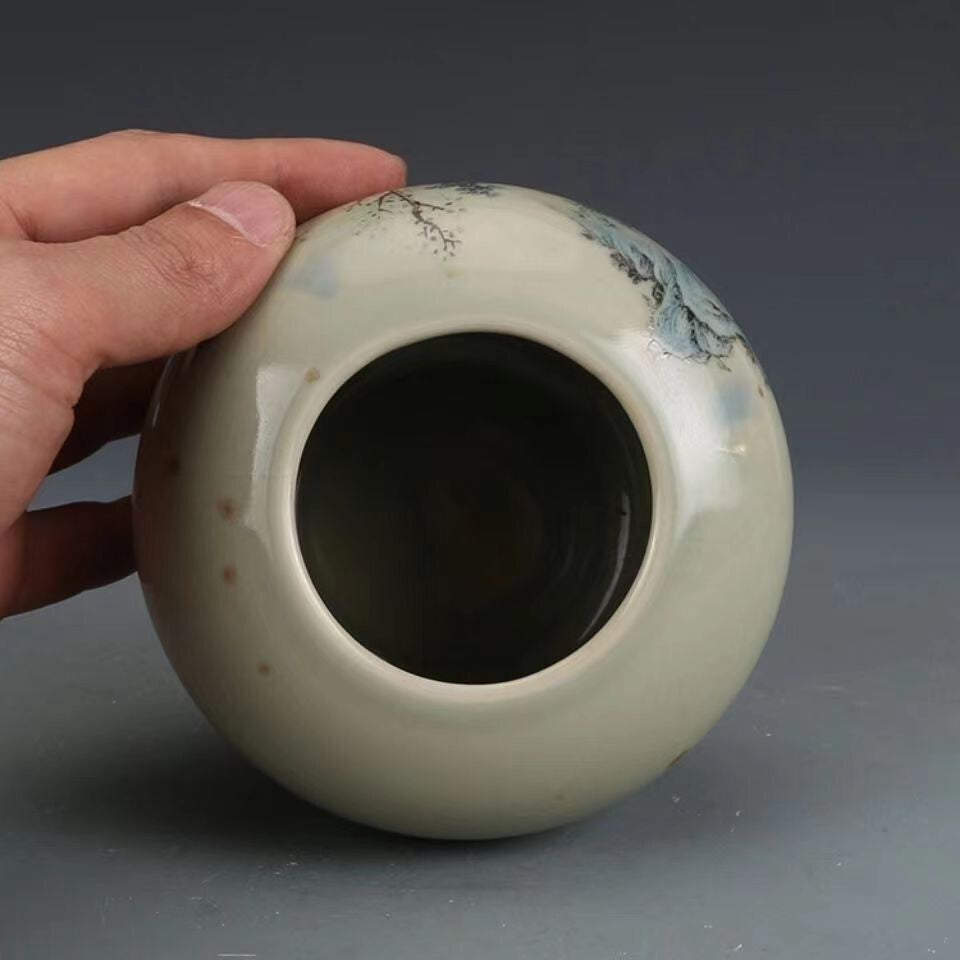 Exquisite Chinese Porcelain Pastel Porcelain Mountain Water Pattern Pot New