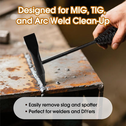 Chipping Hammer and Wire Brush Set – 10.6 in Heavy Duty Welding Hammer with Spri
