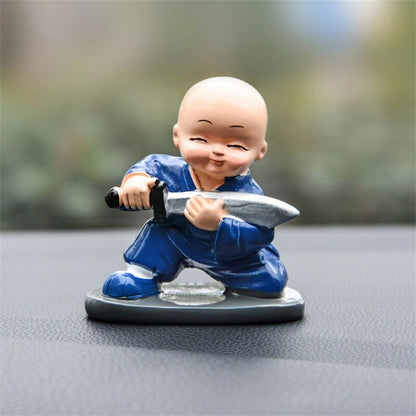 4X Monk Figurine Car Interior Ornament Shaolin Kung Fu Statue Buddha Doll Decor