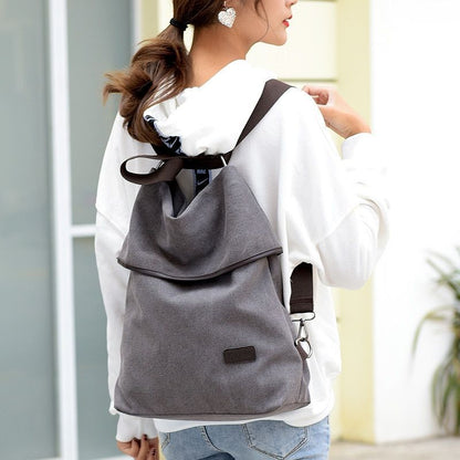 Canvas Backpack Fashion Shoulder Bag Traveling School Purse Rucksacks Blue Khaki