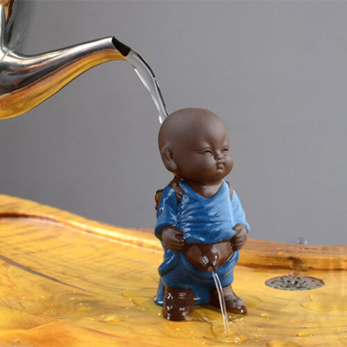 real yixing zisha tea pet monk pee doll China creative tea play purple clay boy