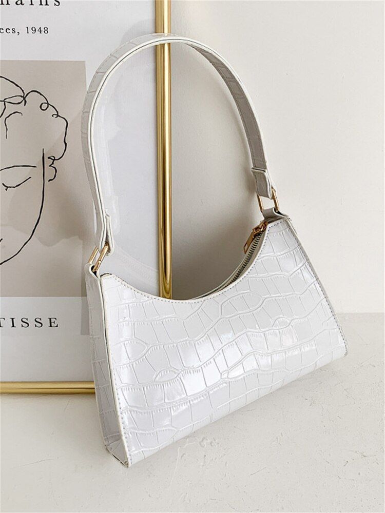 Vintage Crocodile Stripe Handbag Retro Versatile Totes Shoulder Bag 25*17*6 CM