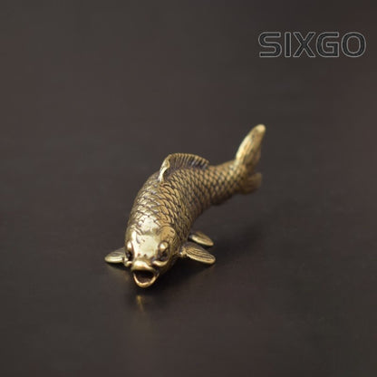 Retro Brass Carp Fish Figurine Miniature Ornament Copper Animal Feng Shui Crafts