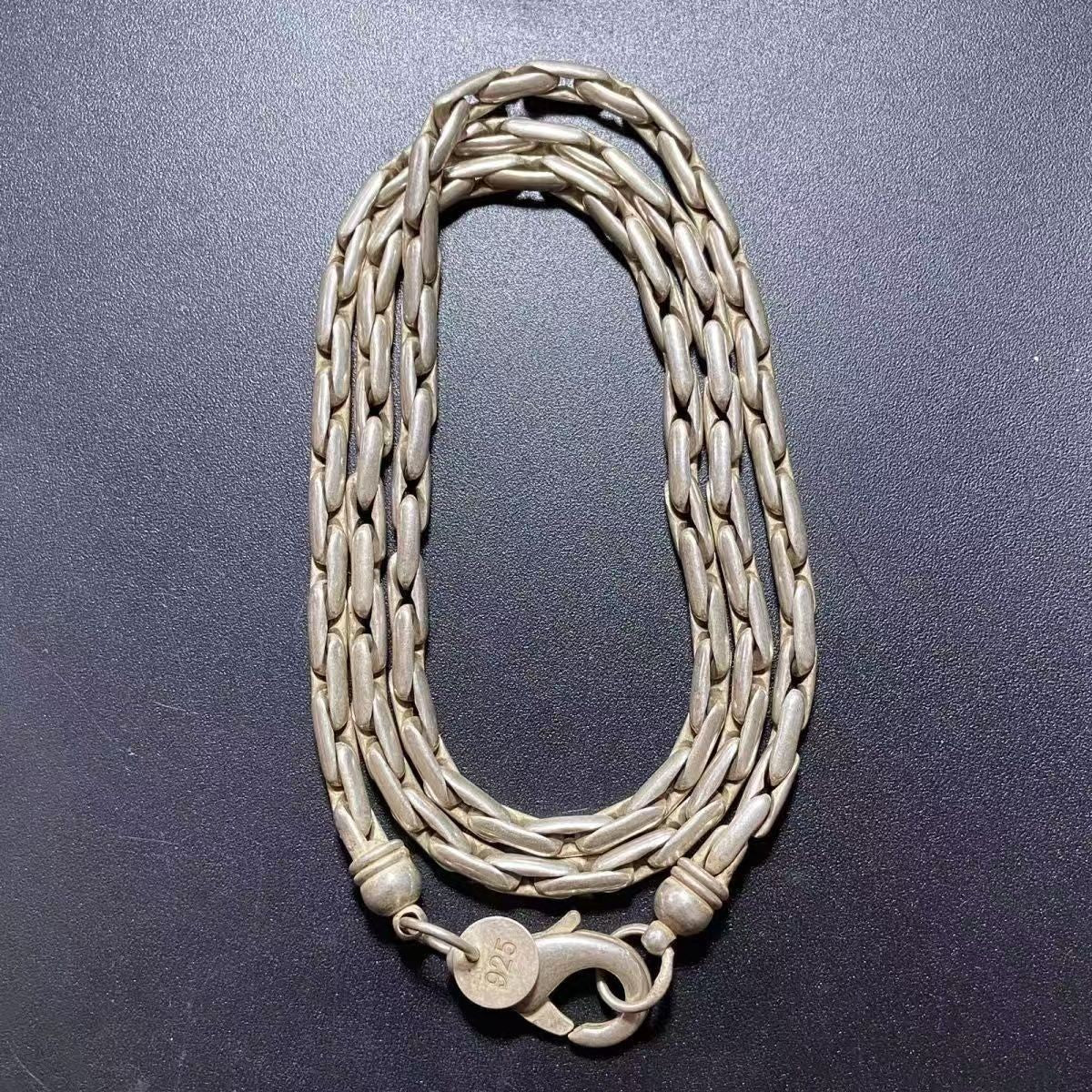 Ethnic Handmade Nepal Old Silver Necklace silver-plated Braided Chain Vintage