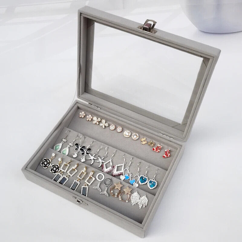 Jewelry Storage Box Velvet Flannel Cover Bracelet Necklace Organizer 21x12.3x5cm