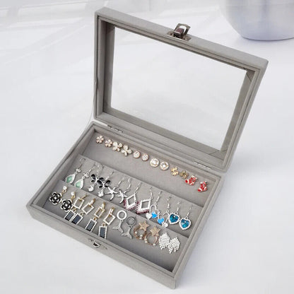 Jewelry Storage Box Velvet Flannel Cover Bracelet Necklace Organizer 21x12.3x5cm