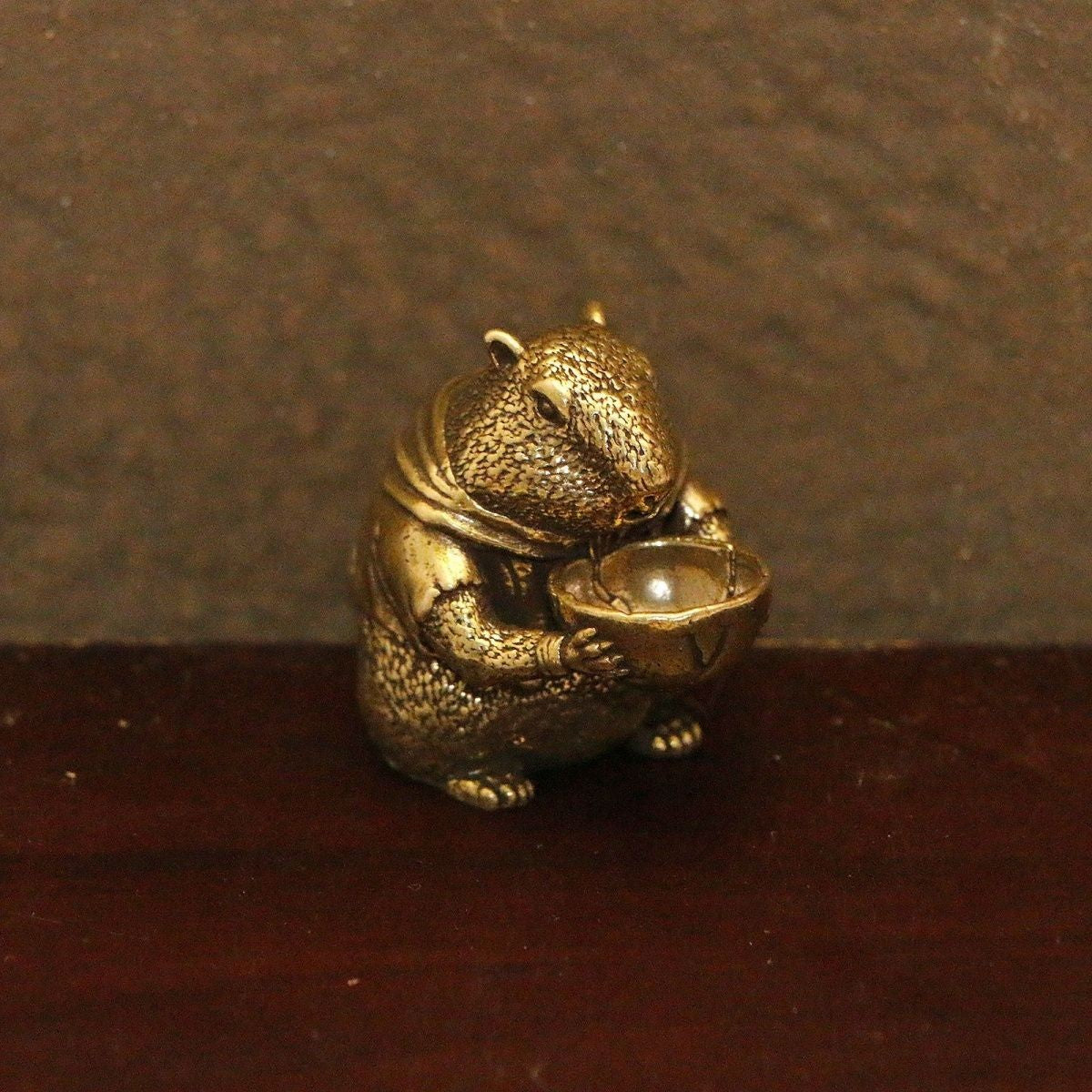 Brass Prairie Dog Figurine 3.7cm 41g Cute Desktop Ornament Brass Handheld Craft