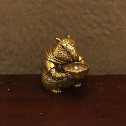 Brass Prairie Dog Figurine 3.7cm 41g Cute Desktop Ornament Brass Handheld Craft