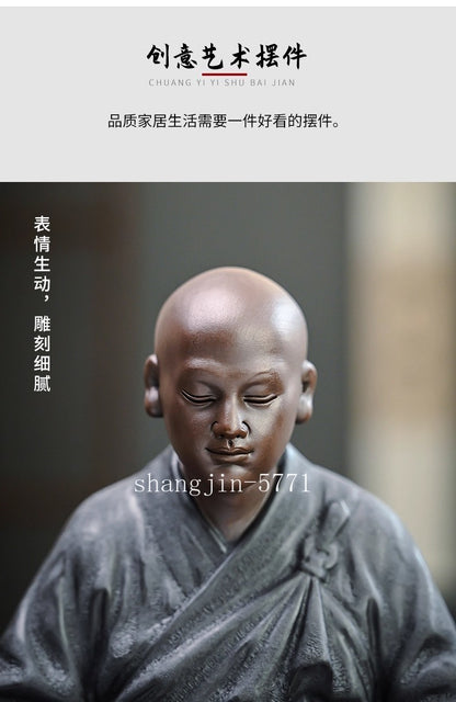 Porcelain Seating Meditation Monk Statue Buddhism Zen Figure Temple Home Decor