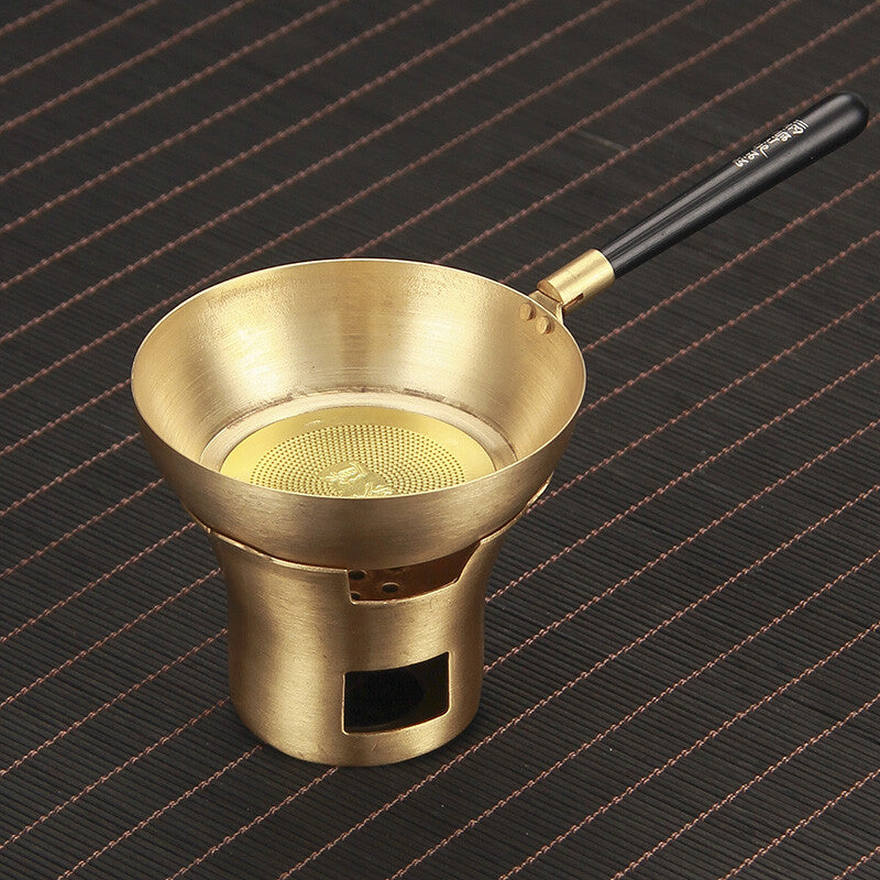 Copper Filter Net With Handle Chinese Tea Accessories Tea Strainer With Holder