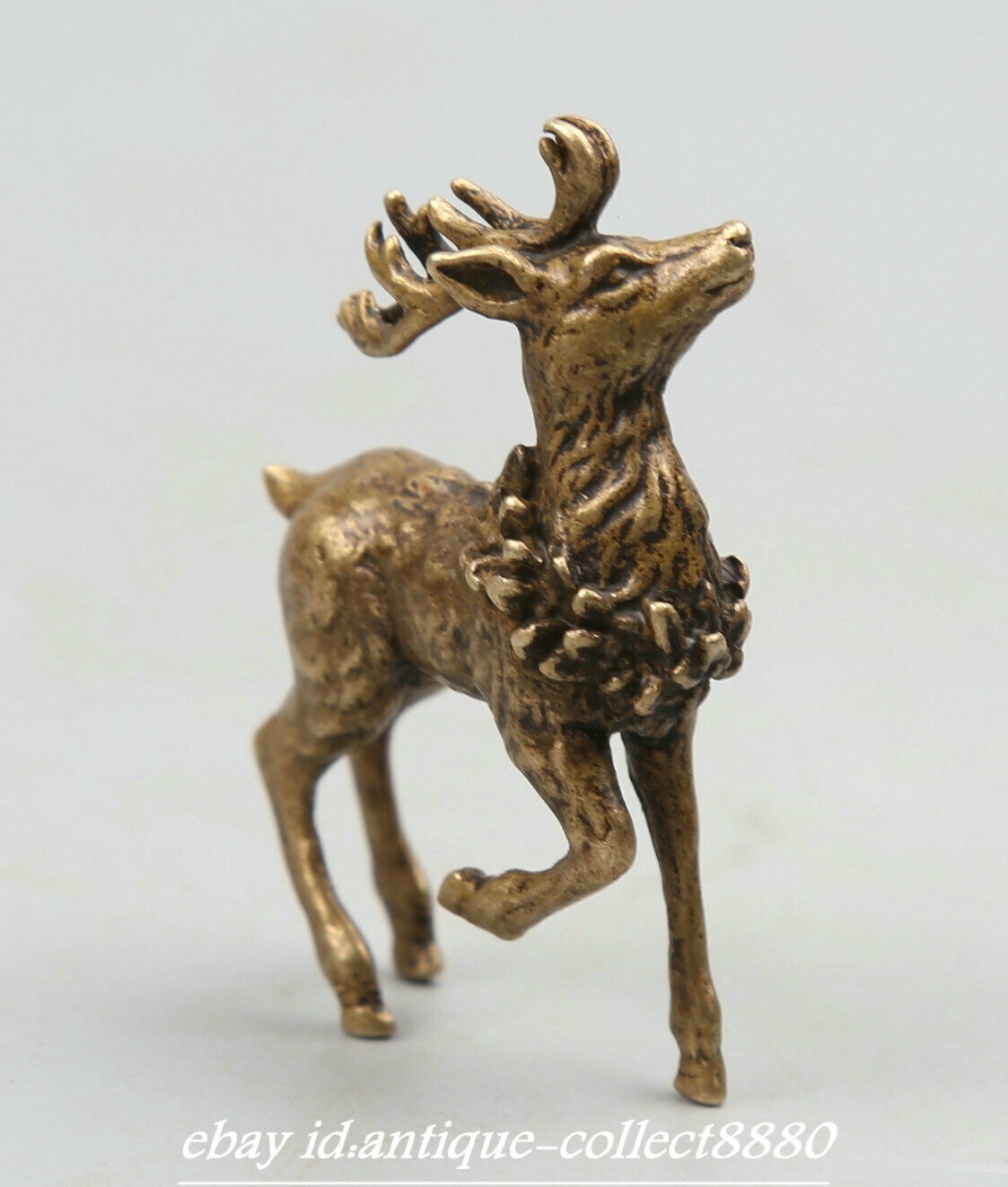 Curio Chinese Bronze Animal Lovable Deer Small Statue Statuary Tea Pet