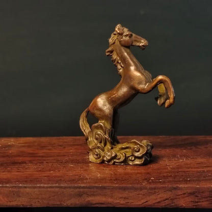 Chinese bronze hand casting horse statue collectable figure tea pet table decor