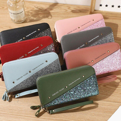 Women Wallets Coin Purses Cards Holder Double Zippers Handbag Money Bags 20*10CM