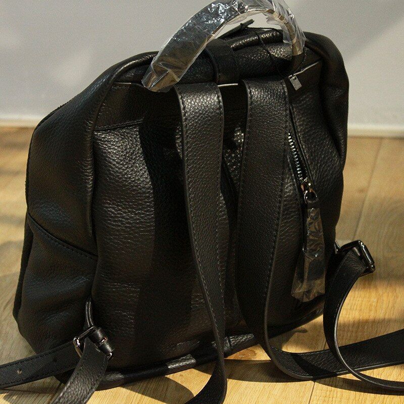 Backpack Women Genuine Leather Travel Shoulder Bags Gray Brown Black School Book